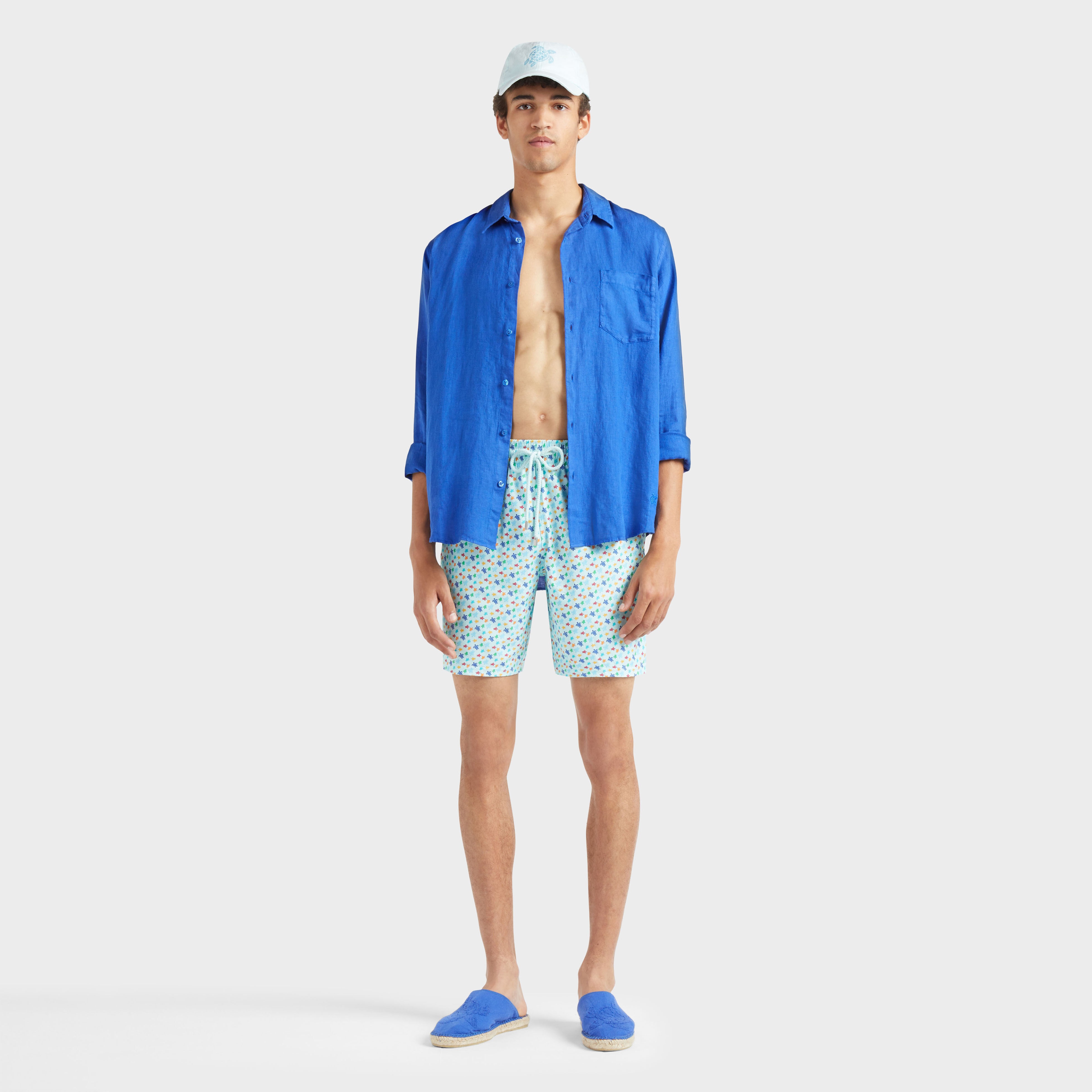 Men Long Stretch Swim Trunks Micro Ronde Des Tortues Rainbow - 5