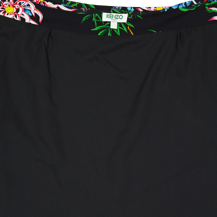 Kenzo Black Botanical Print Wrap Skirt - 7