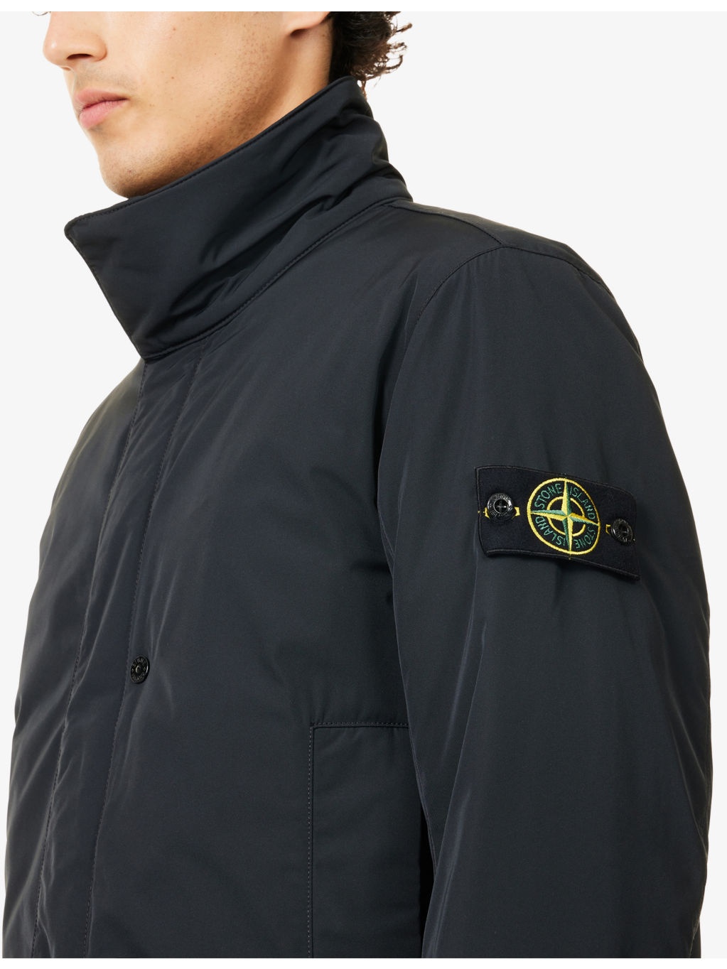 Micro Twill Logo-Patch Padded Woven Jacket - 5