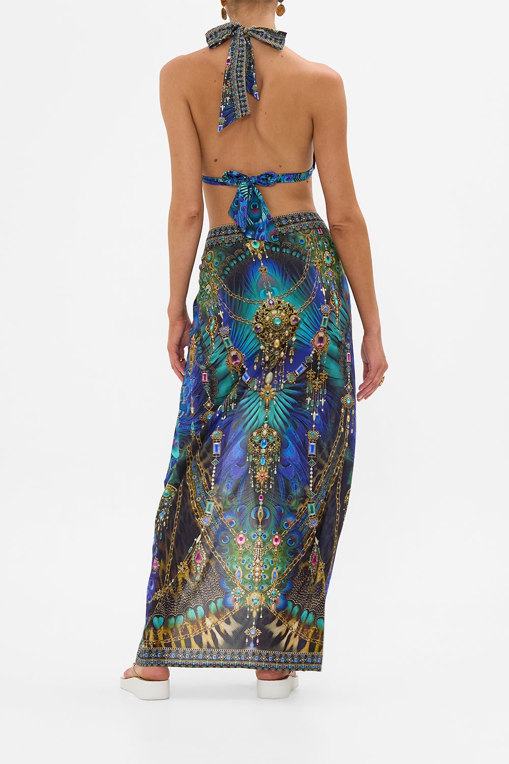 LONG SARONG WITH GATHERED TAB AND LEG SPLIT - 3