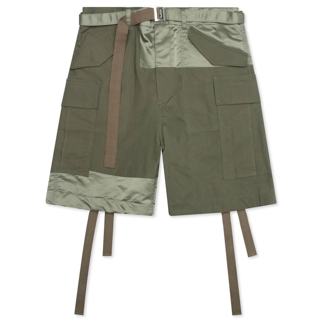 SACAI COTTON NYLON OXFORD SHORT - KHAKI - 1