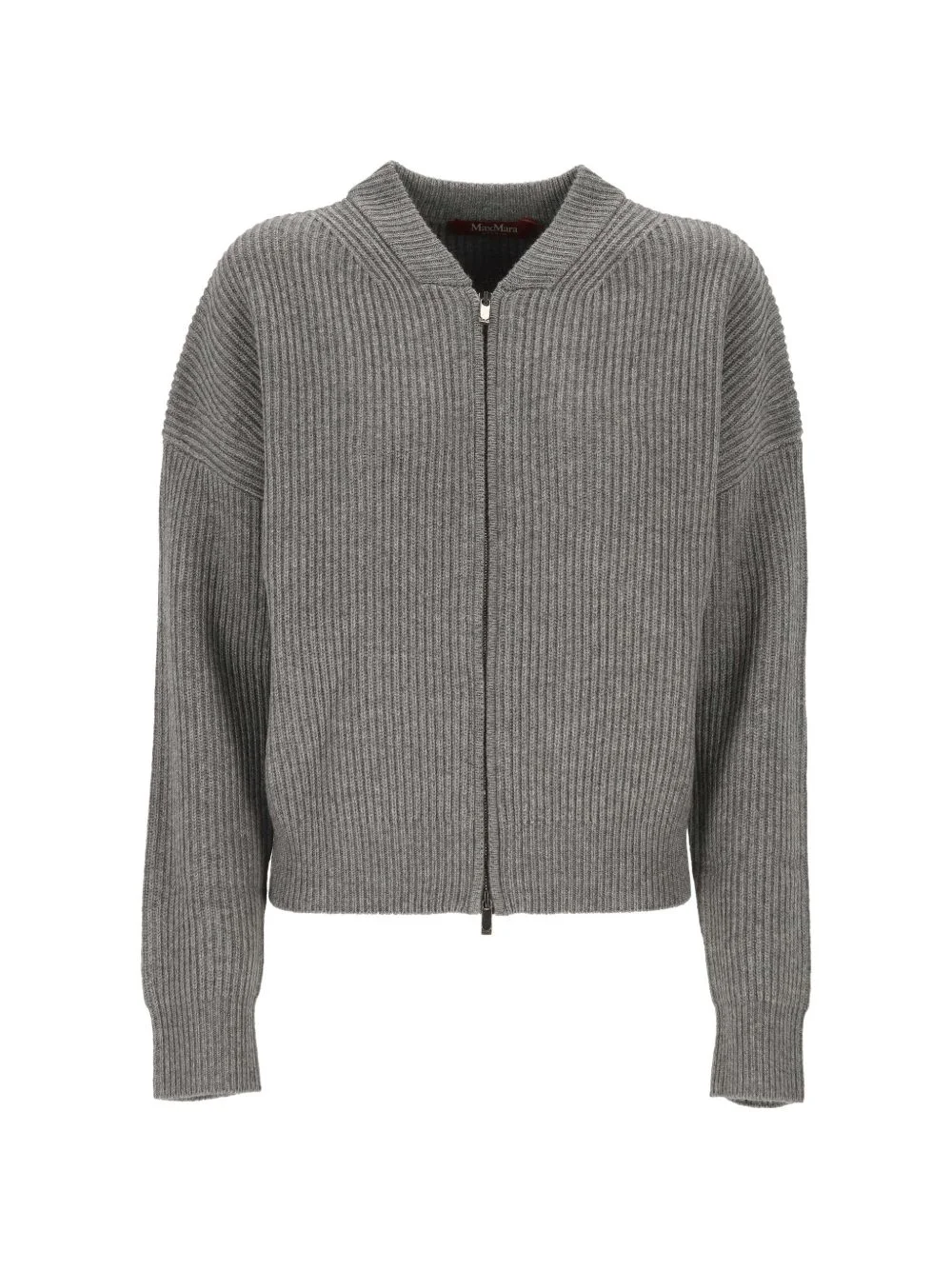 ribbed-knit zip-up cardigan - 1