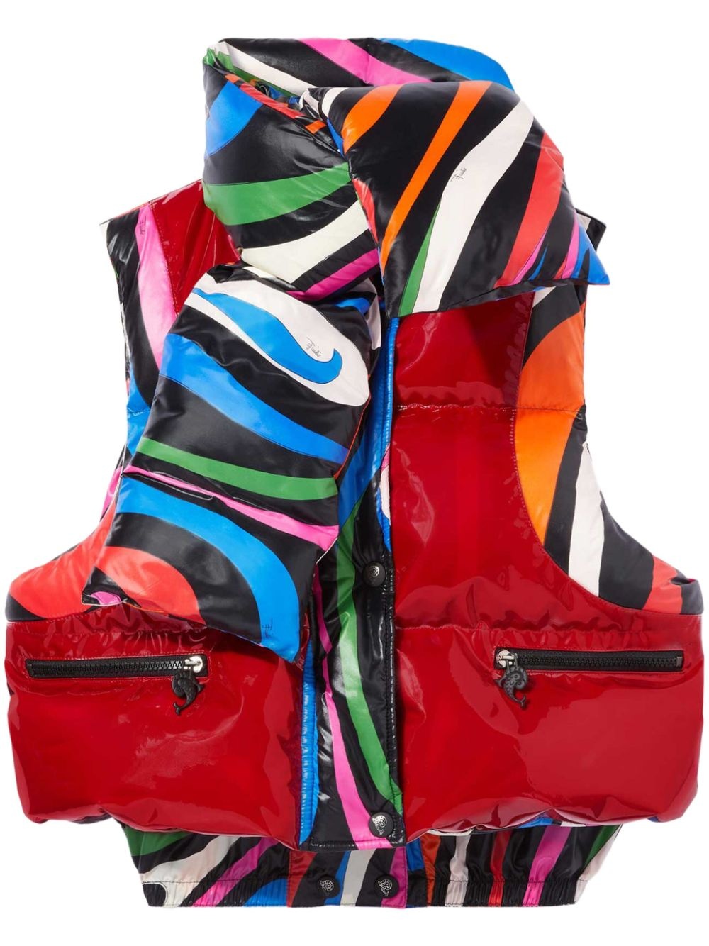 Marmo-print padded gilet - 1