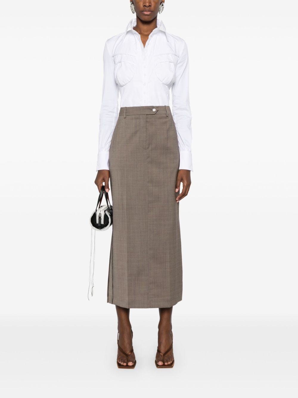 tailored virgin wool pencil skirt - 2