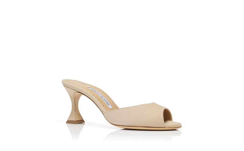 Light Beige Suede Open Toe Mules 3
