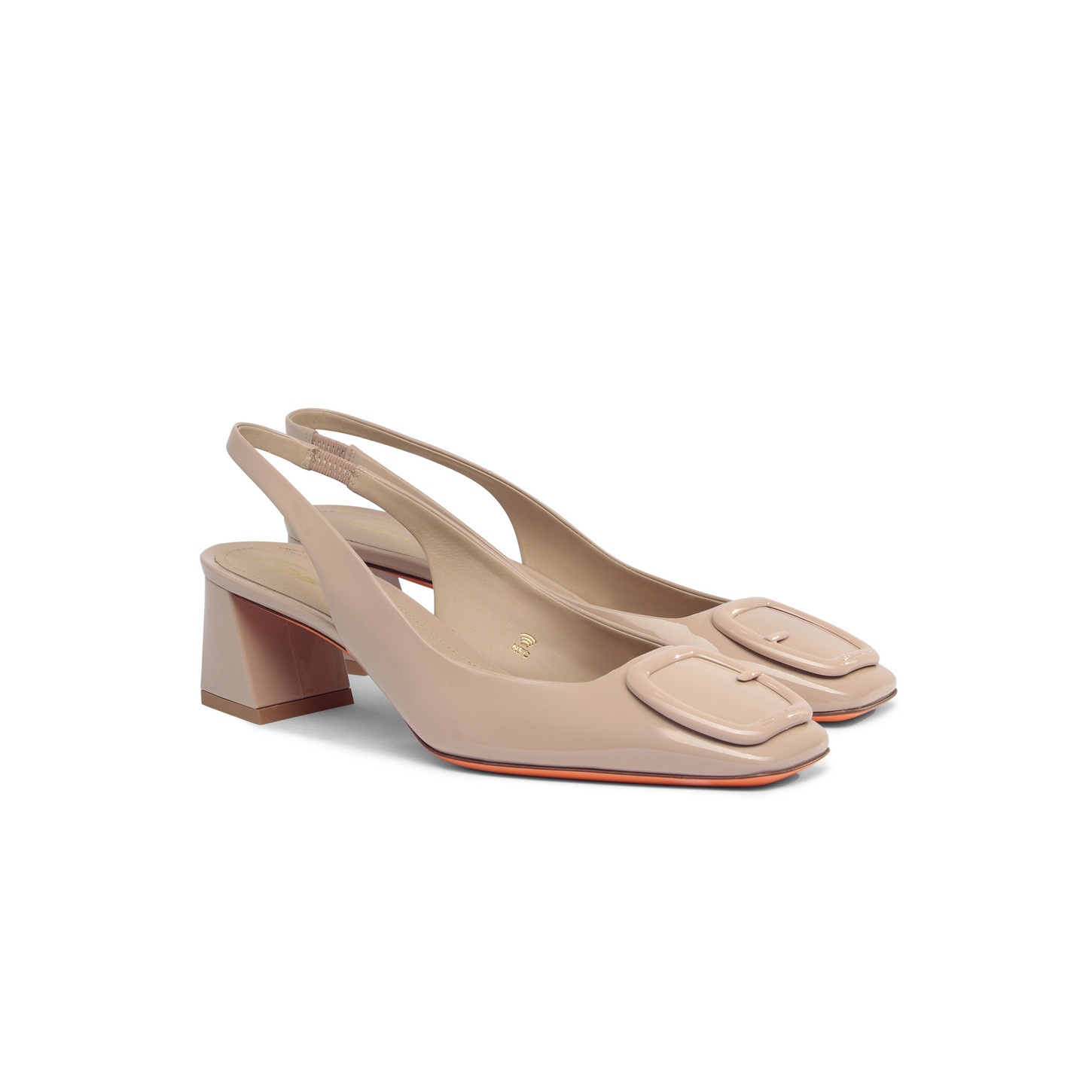 Women’s pink patent leather mid-heel slingback - 2