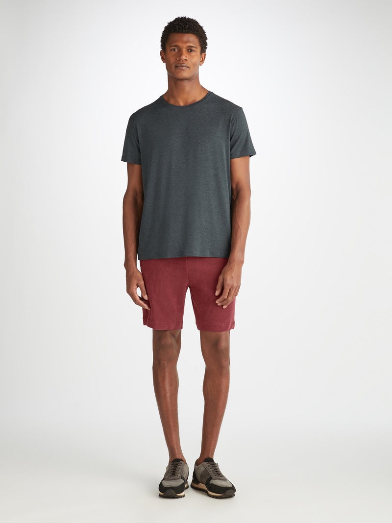 Men's Towelling Shorts Isaac Terry Cotton Burgundy - 3