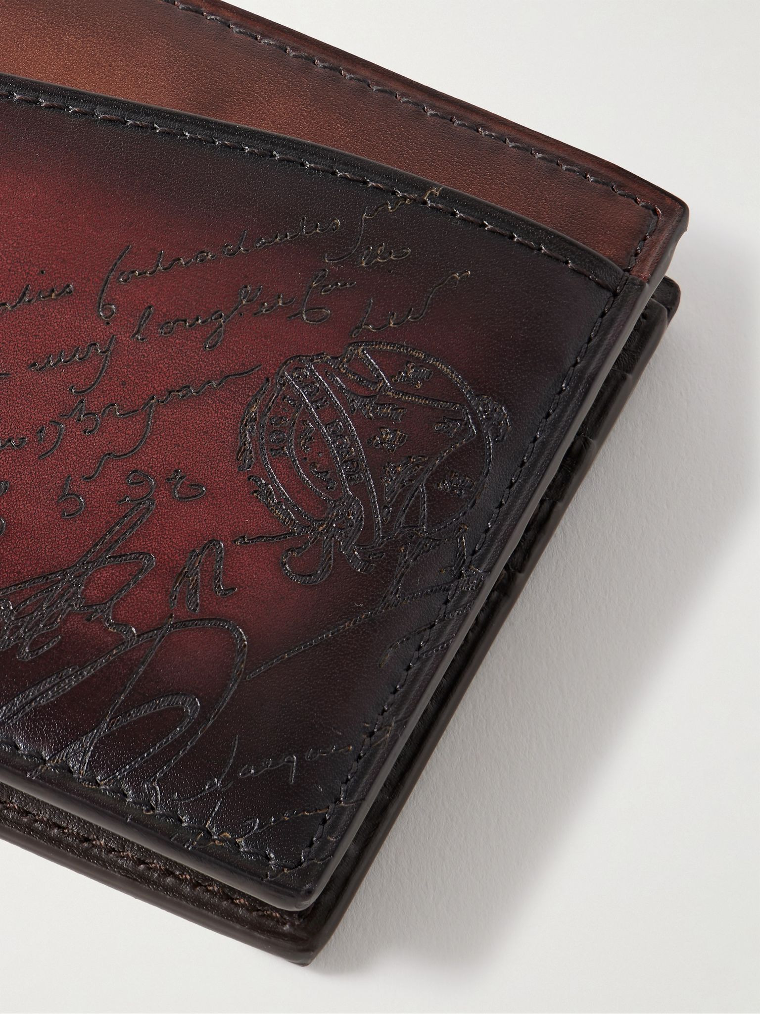 Makore Neo Scritto Venezia Leather Billfold Wallet Brown - 3