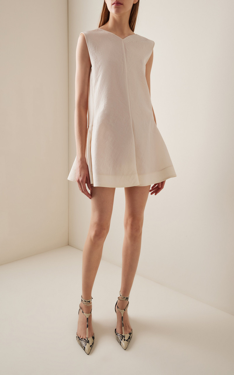 KHAITE Mel Cotton-Silk Organza Mini Dress neutral outlook