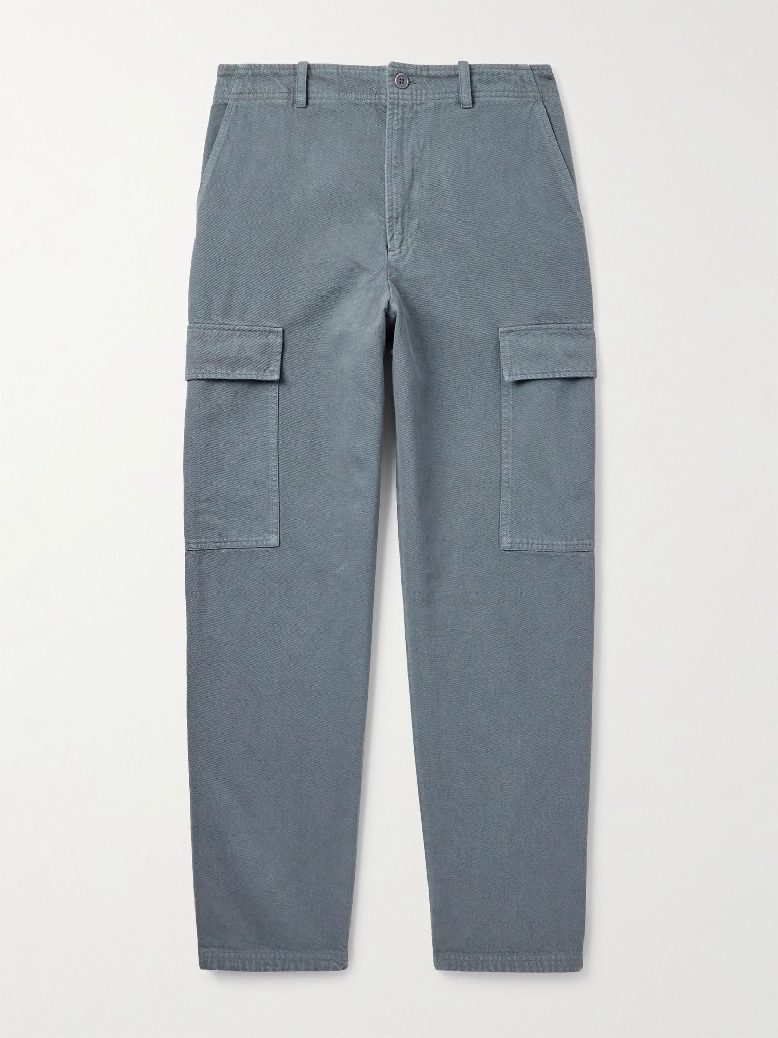 Duncan Straight-Leg Organic Cotton-Twill Trousers Gray - 1
