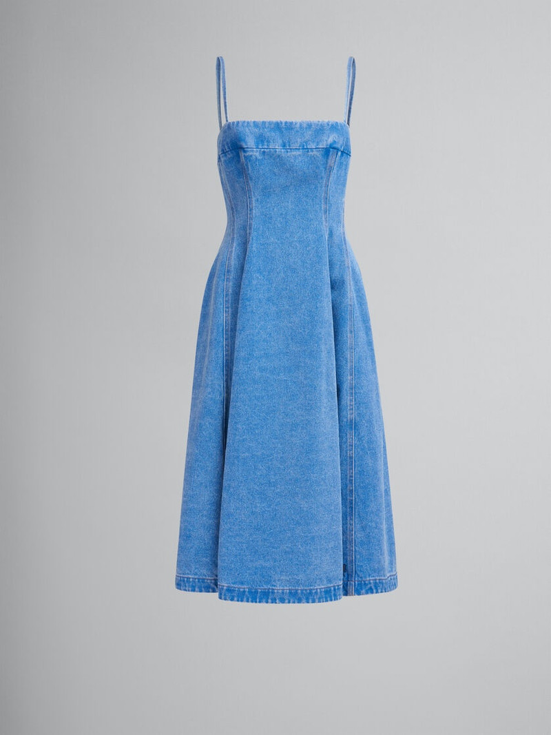 LIGHT BLUE COATED DENIM BALLOON DRESS 1