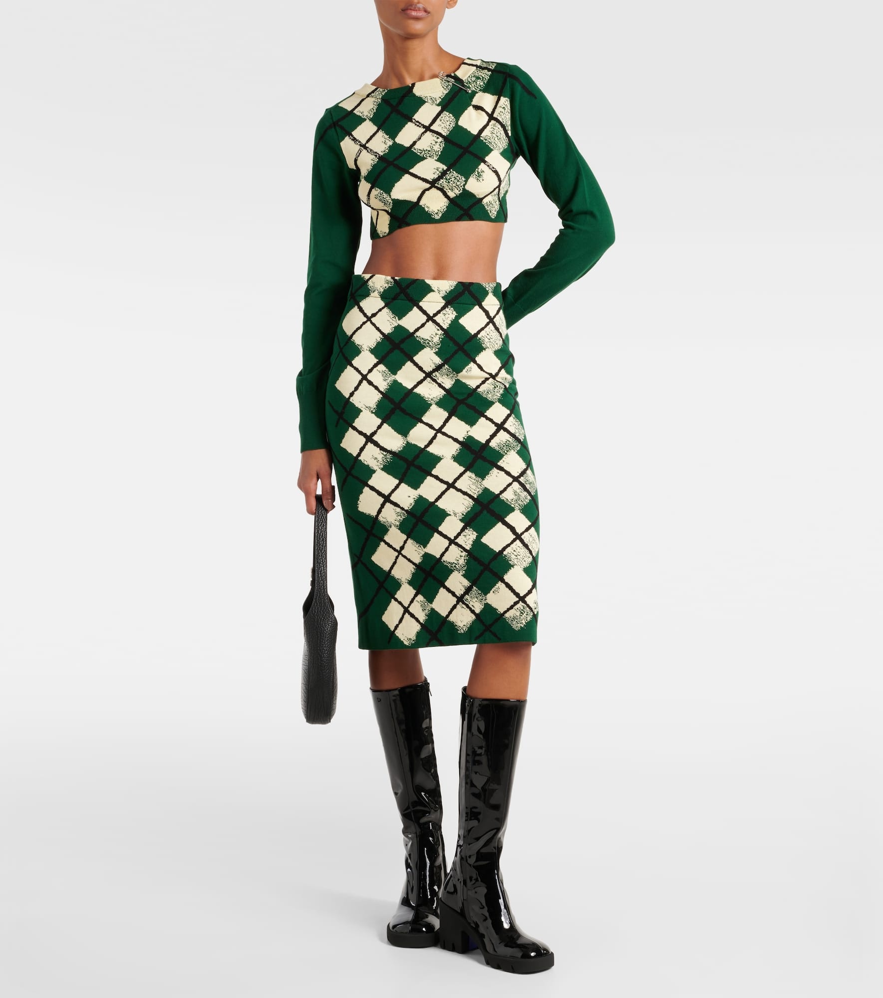 Argyle cropped cotton sweater - 2