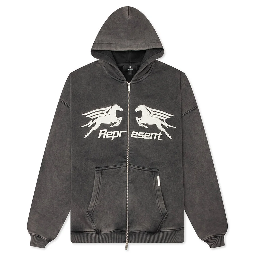 PEGASUS ZIP THROUGH HOODIE - VINTAGE GREY - 1