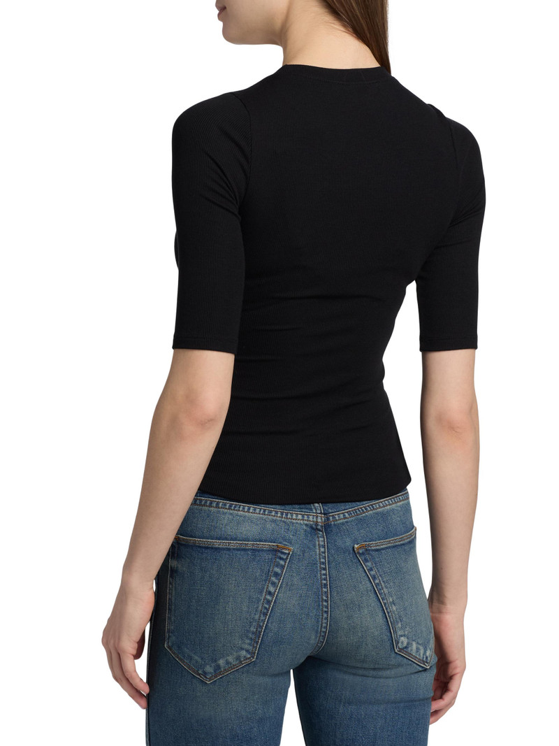Women's The Rib Elbow-Length Sleeve T-Shirt - Black 5