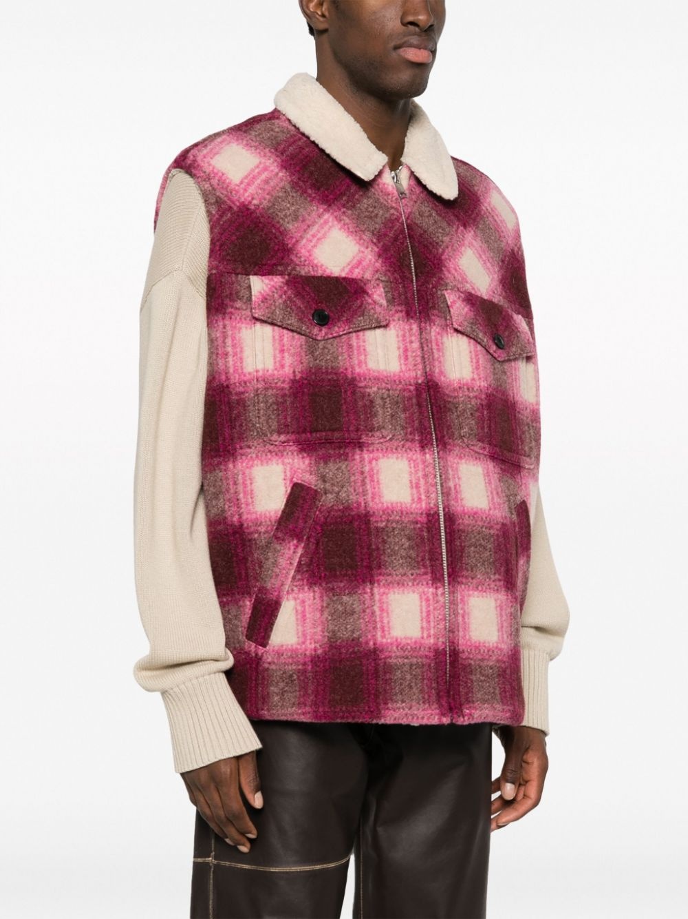 Kiraneo plaid-check zip-up gilet - 4