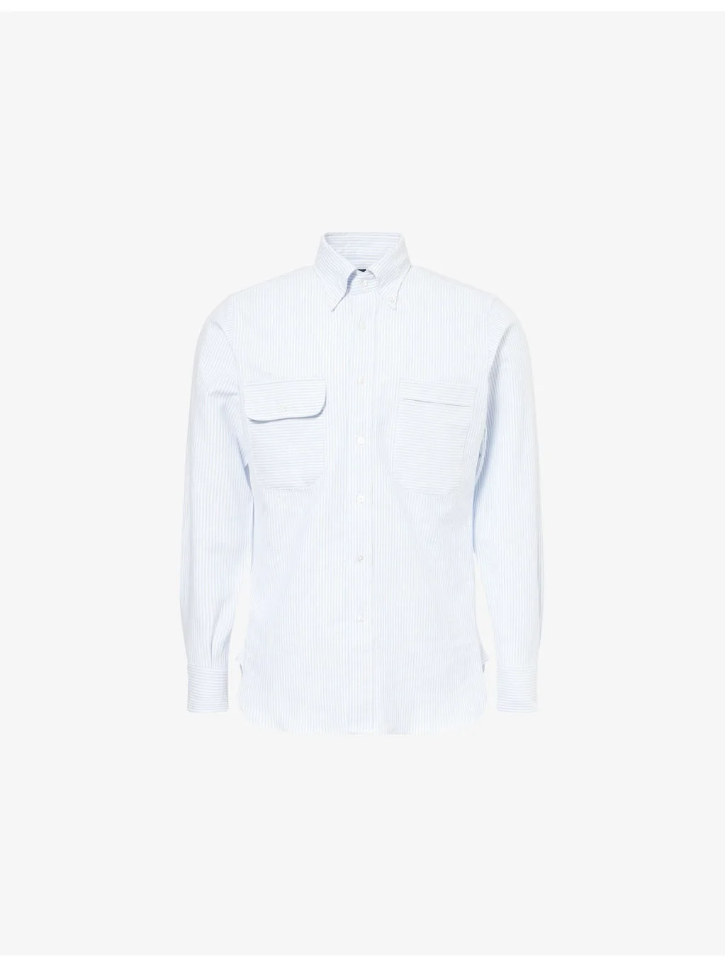 Stripe-Print Long Sleeve Cotton Oxford Shirt - 1