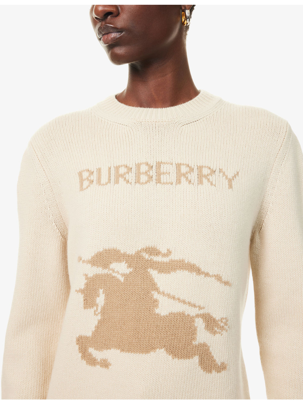 Brand-Intarsia Round-Neck Wool And Cashmere Jumper - 5