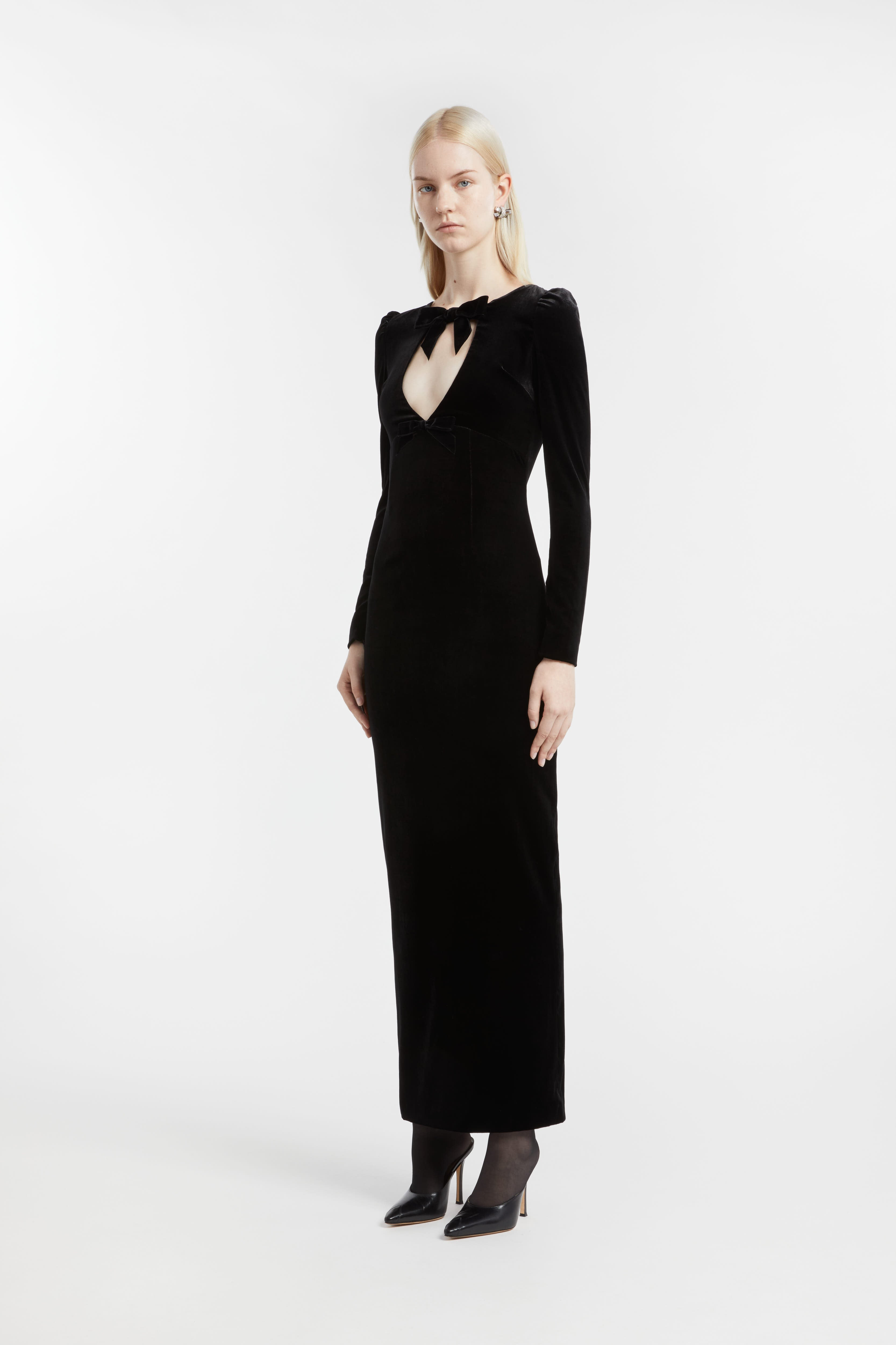 VELVET DRESS WITH BOW - 3