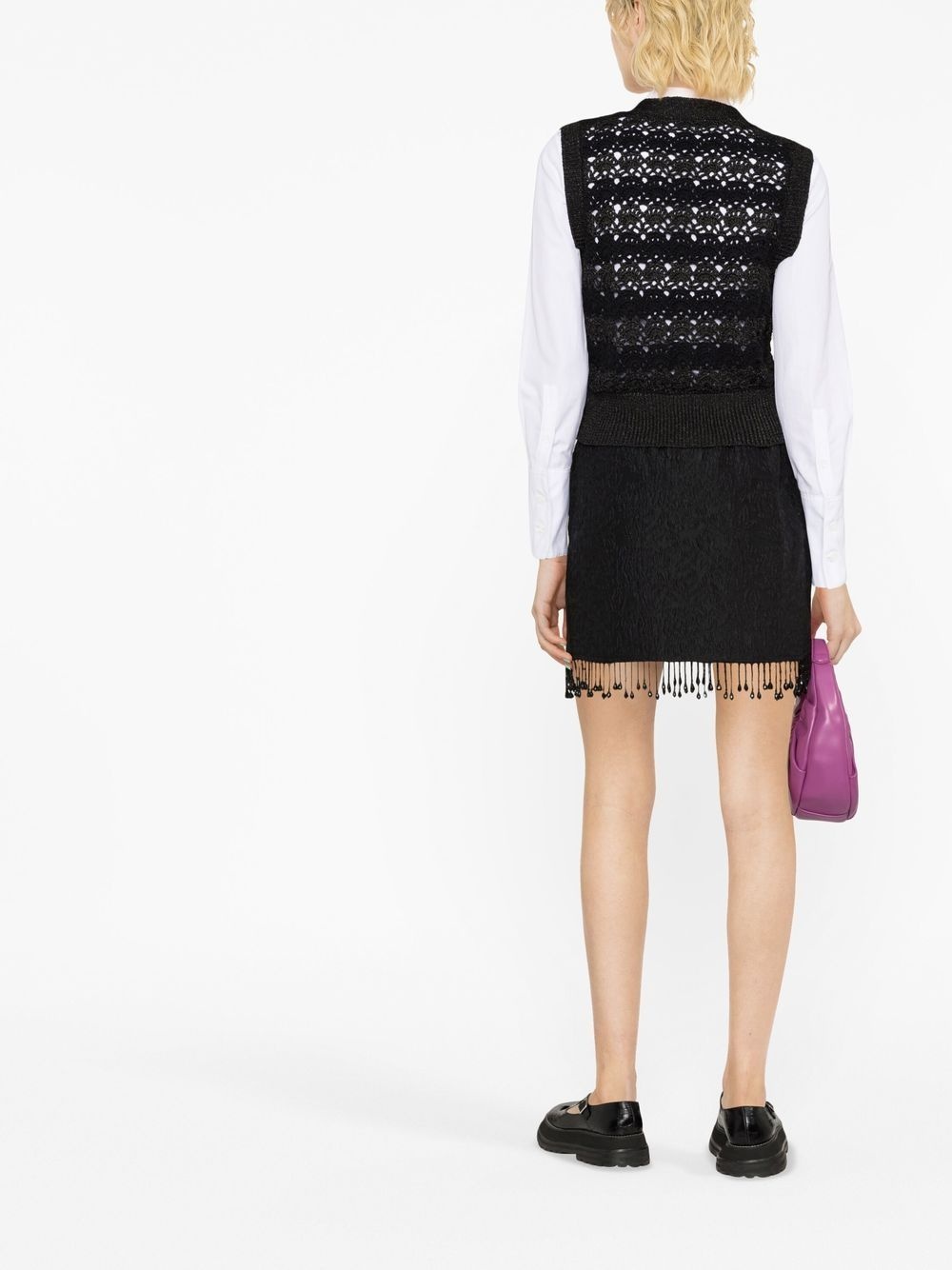 fringed jacquard skirt - 4