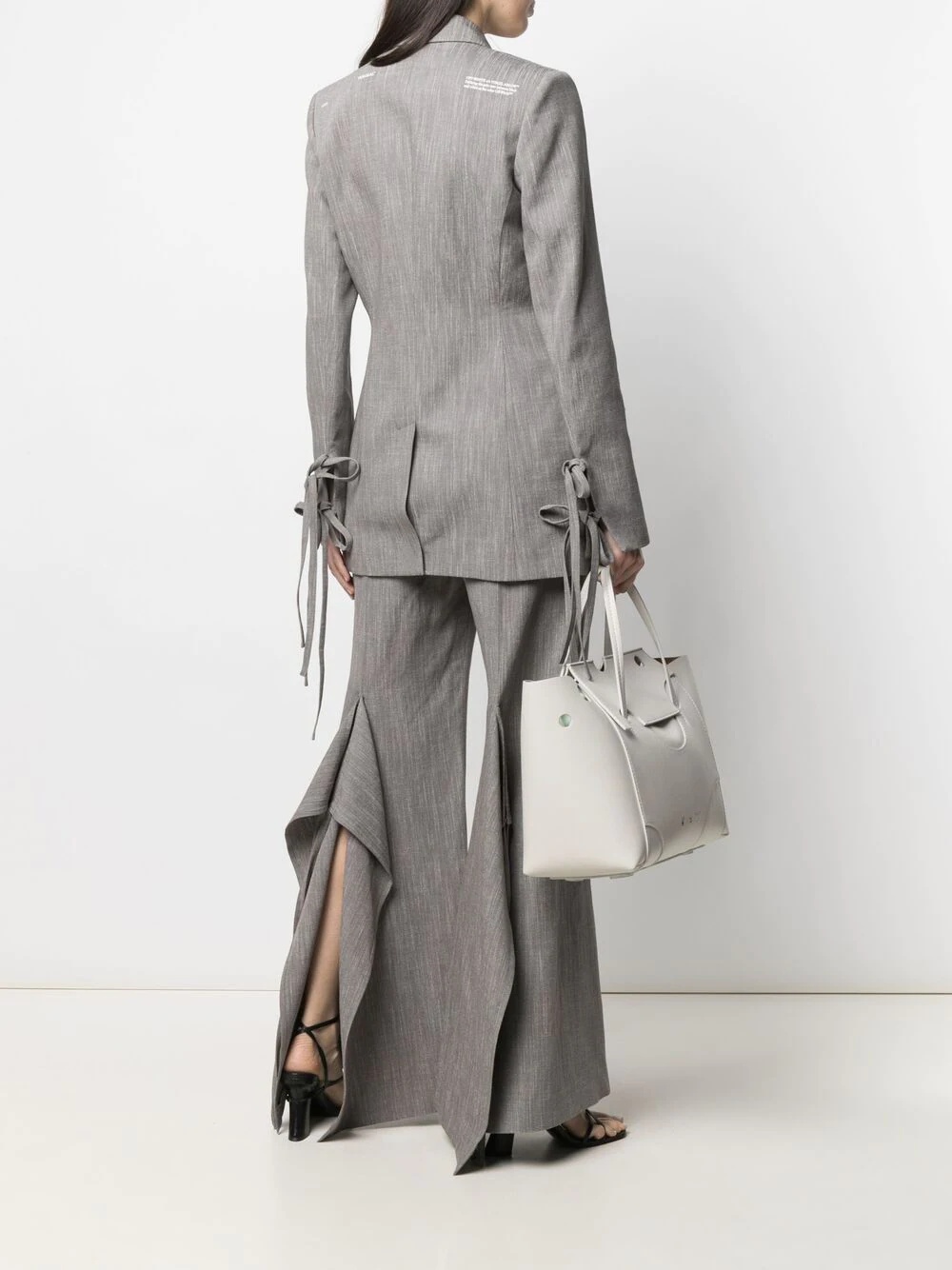 tie-detail draped wide-leg trousers - 2