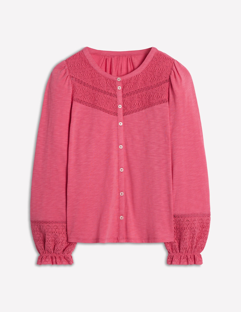 Pippa Broderie Jersey Shirt-Rose Pink 1