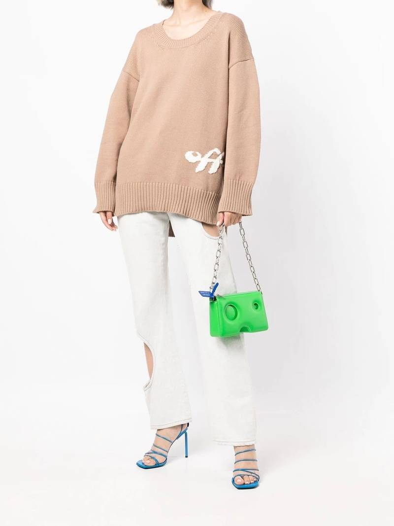 Off-White intarsia-logo ribbed jumper outlook