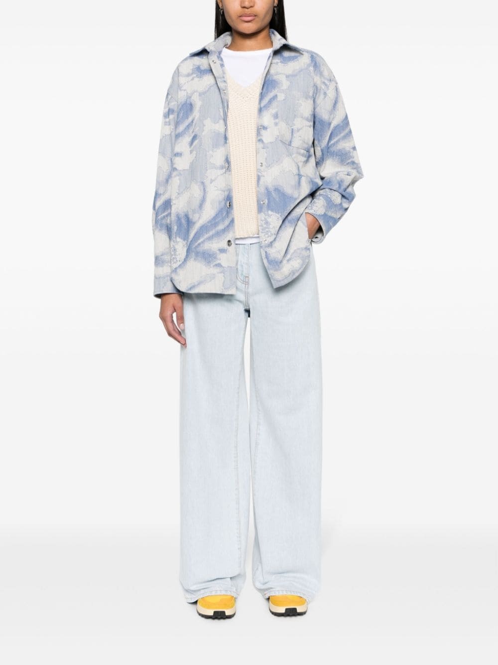 abstract-pattern print cotton-blend shirt - 2