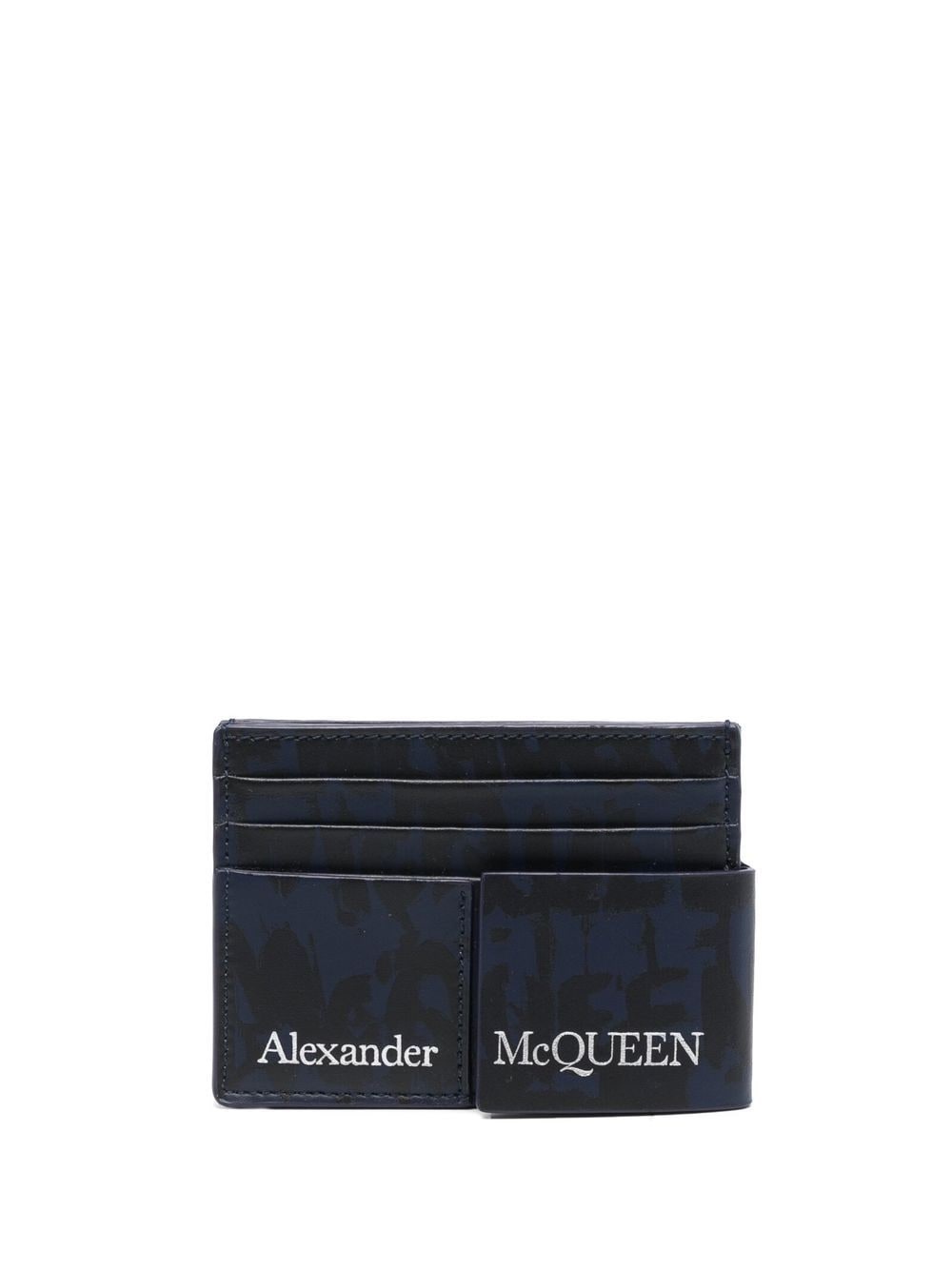 logo-print leather cardholder - 1