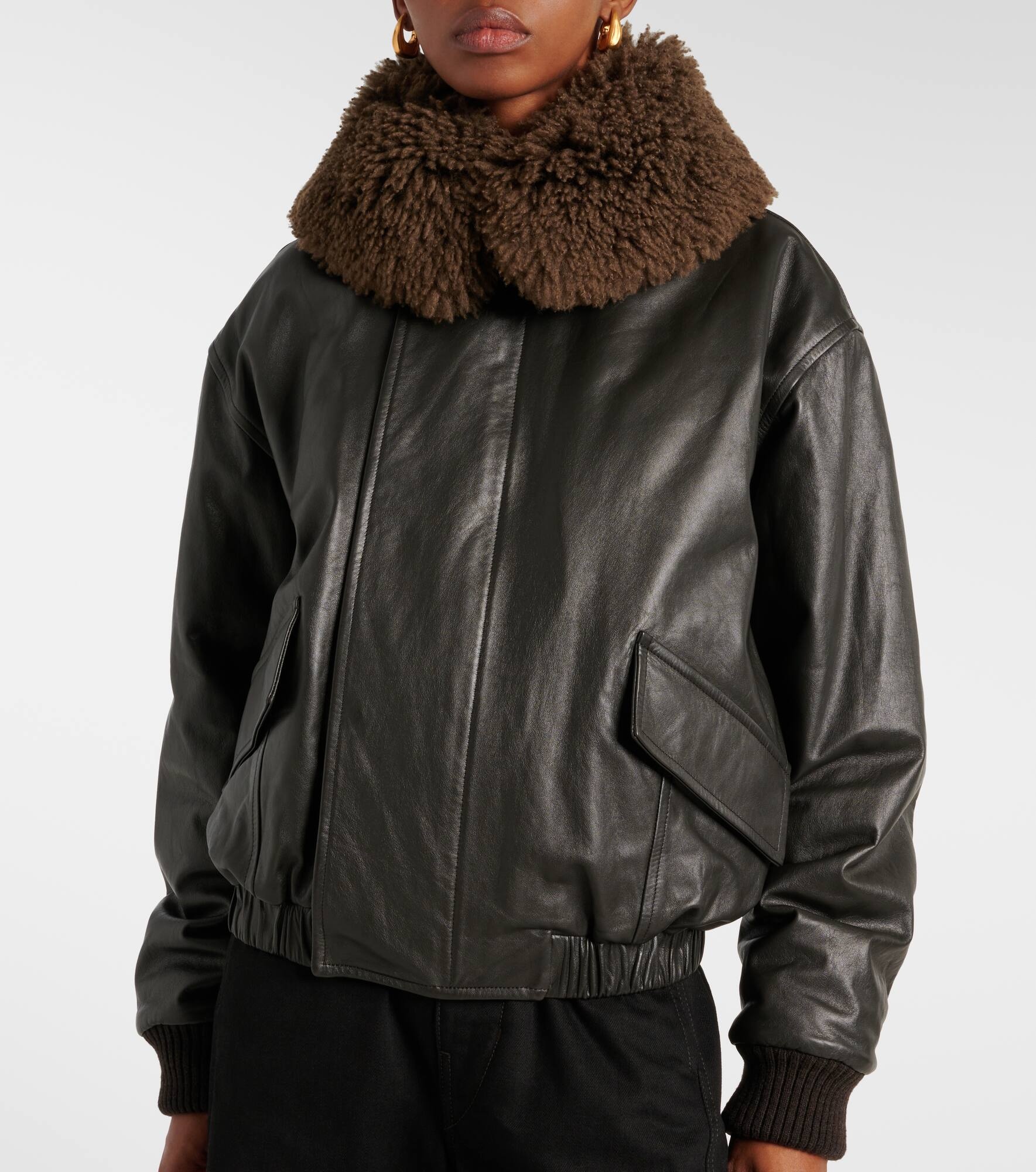 Shearling-trimmed leather blouson - 6