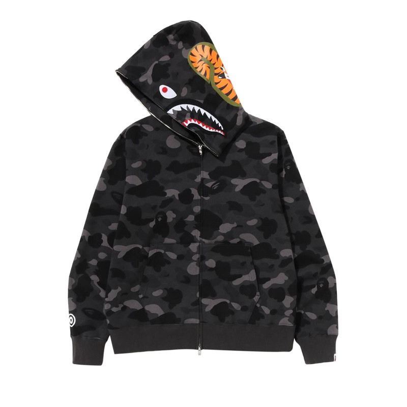 A BATHING APE® BAPE Color Camo Shark Full Zip Hoodie 'Black' outlook