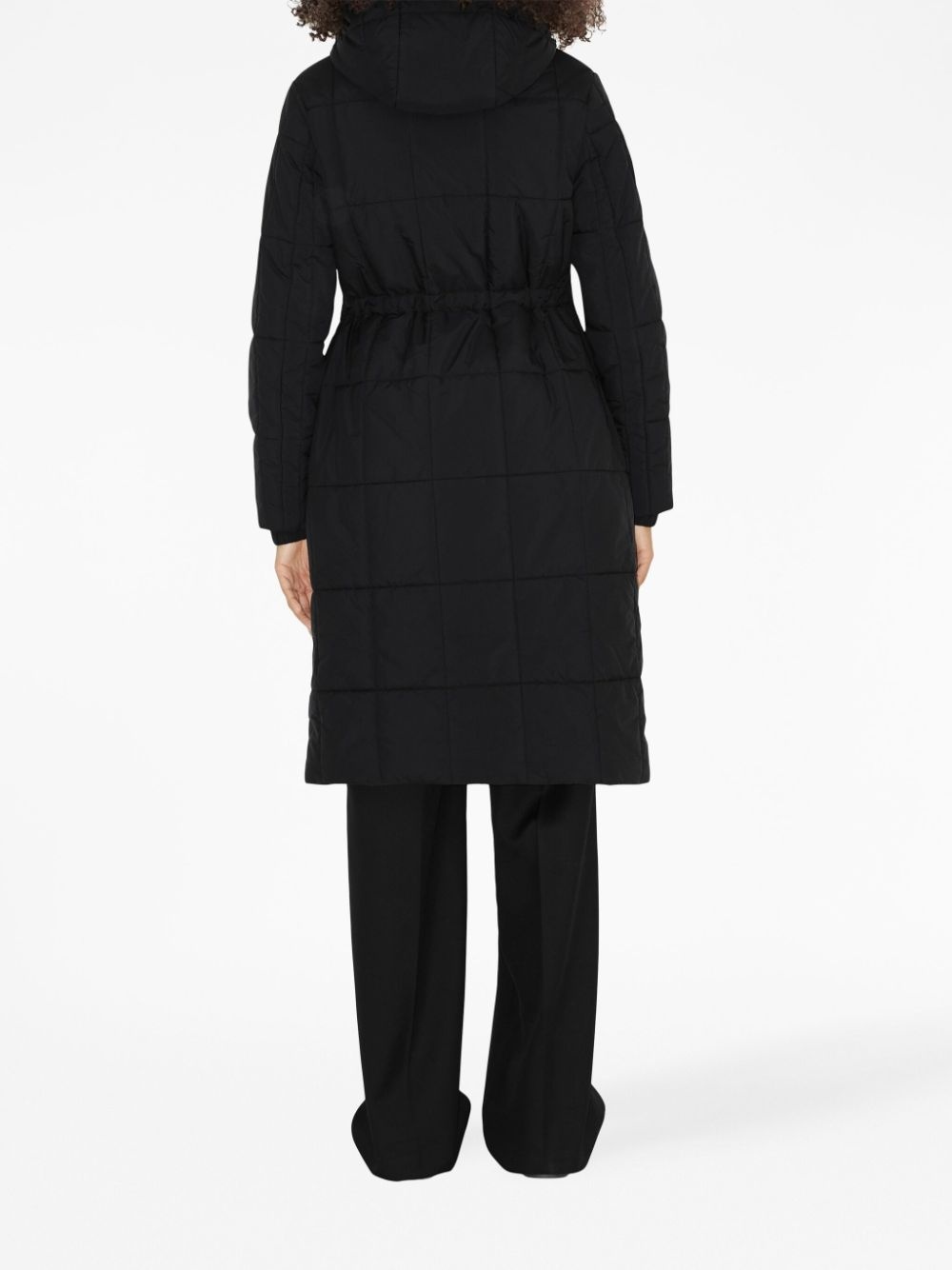 quilted hooded long-sleeve coat - 4
