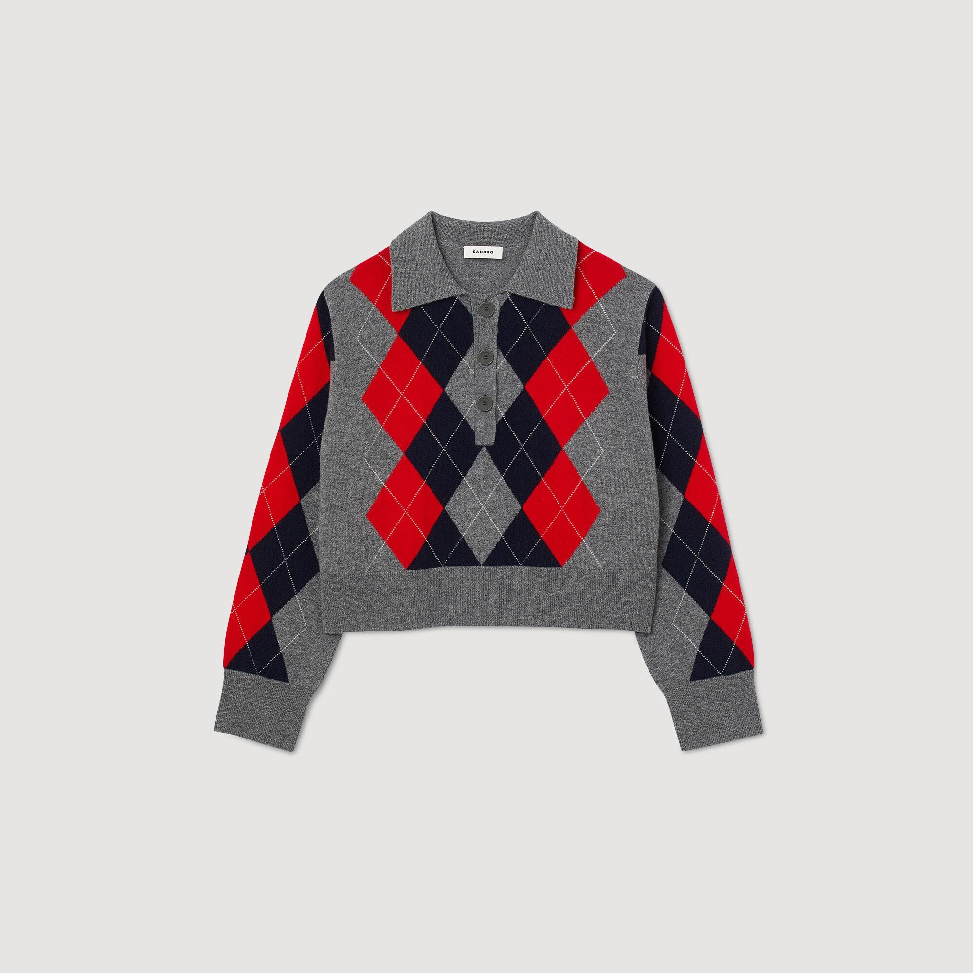 DIAMOND POLO NECK SWEATER - 1