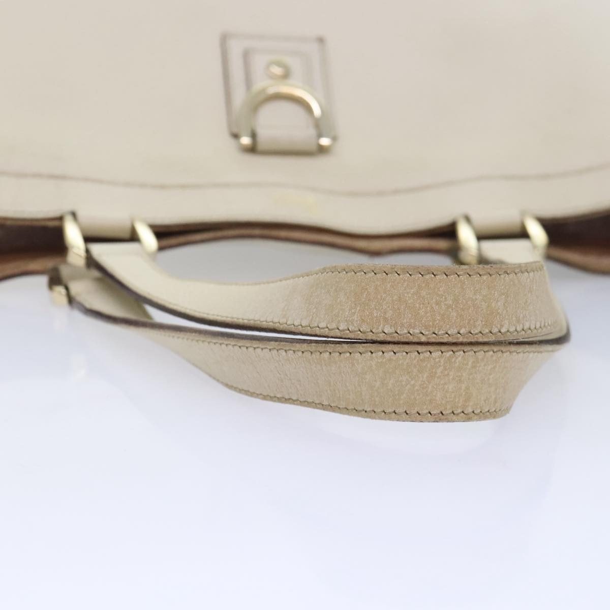 GUCCI Tote Bag Leather White Gold - 7