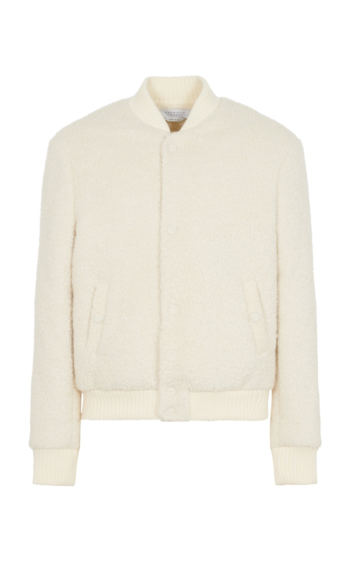 Brandon Bomber Jacket in Ivory Cashmere Boucle - 1