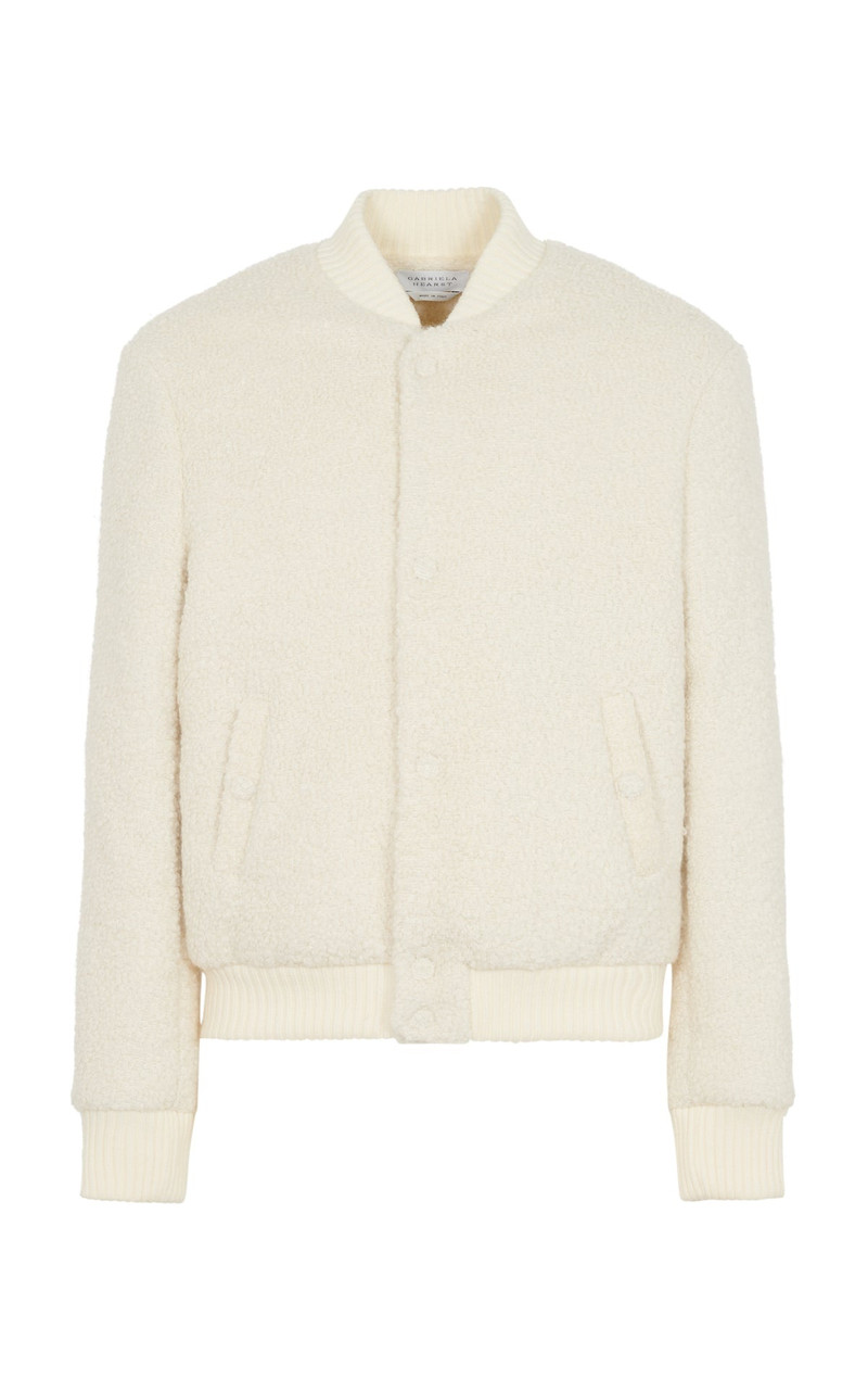 Brandon Bomber Jacket in Ivory Cashmere Boucle 1