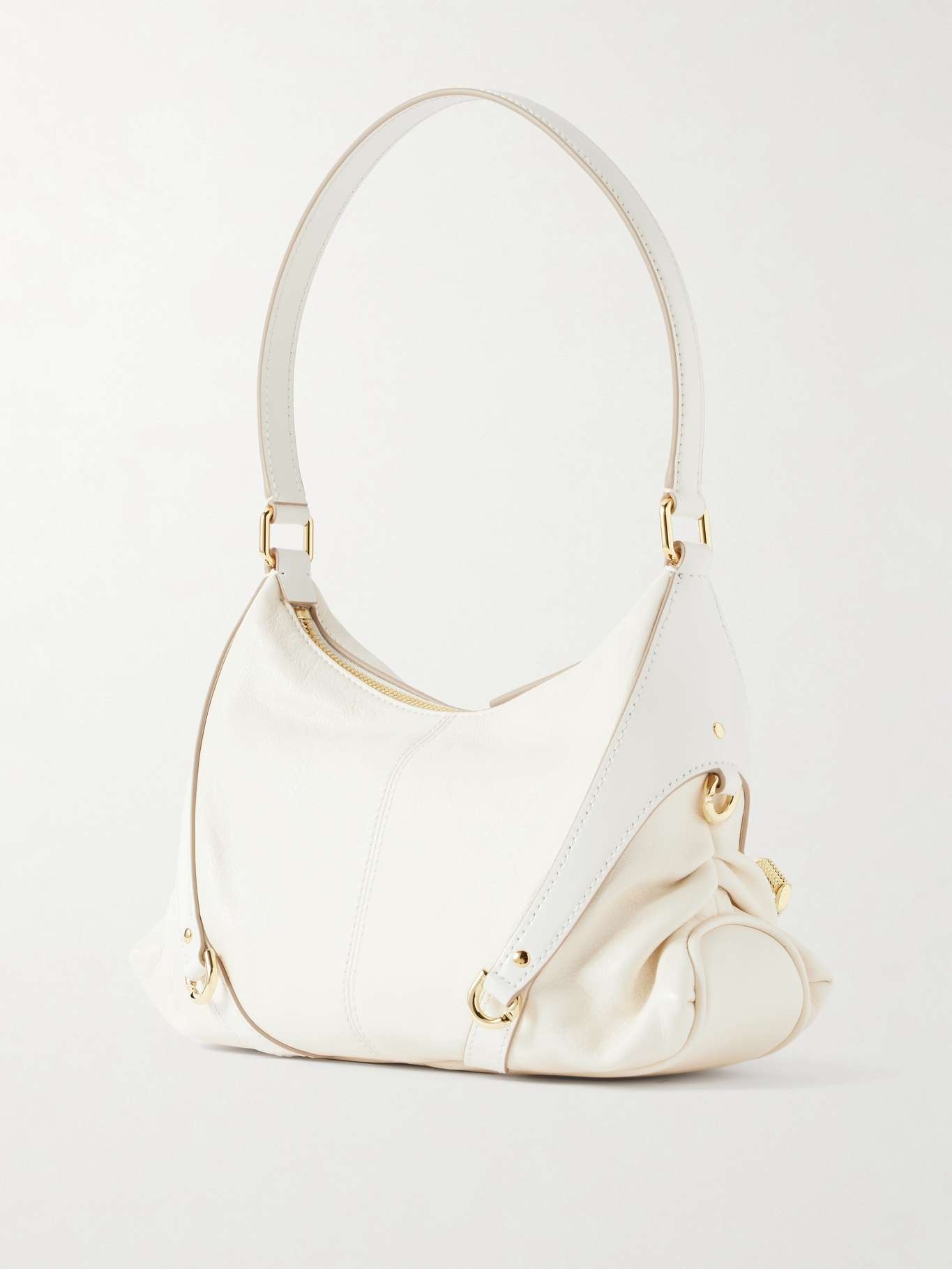 Voyou small leather shoulder bag Ivory - 3
