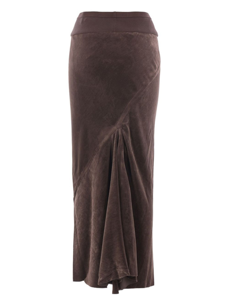 Rick Owens ribbed-waistband draped midi skirt outlook