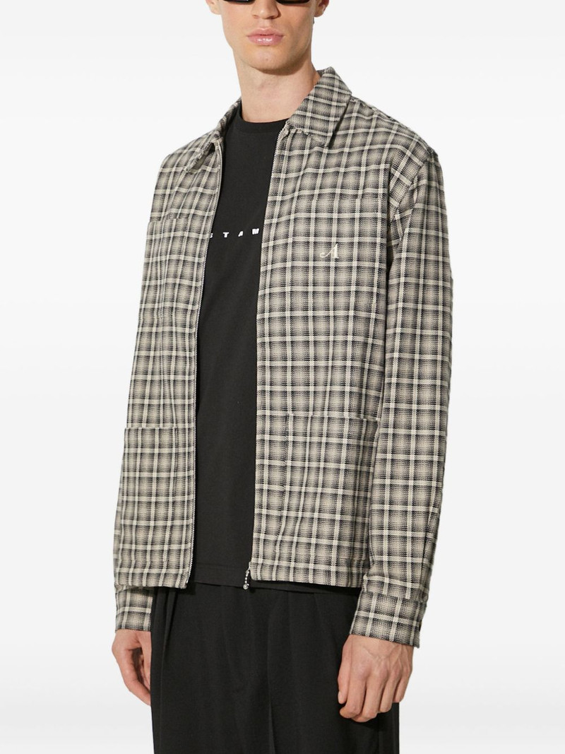 checked zip-up shirt jacket 1