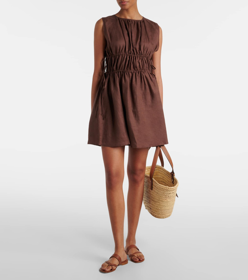 ASCENO Gathered linen minidress outlook
