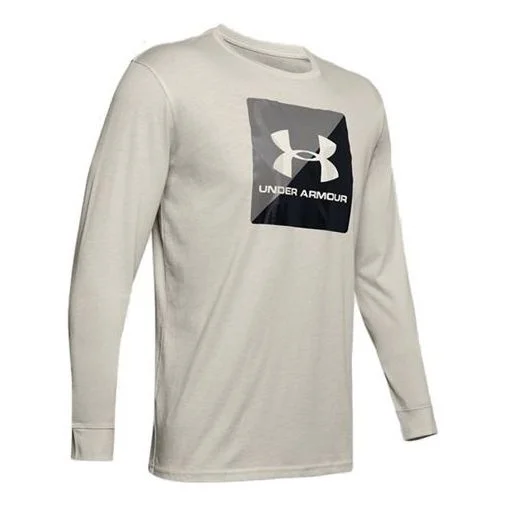 Men's Under Armour Half Logo Training Sports Long Sleeves T-shirt White 1351624-110 - 1