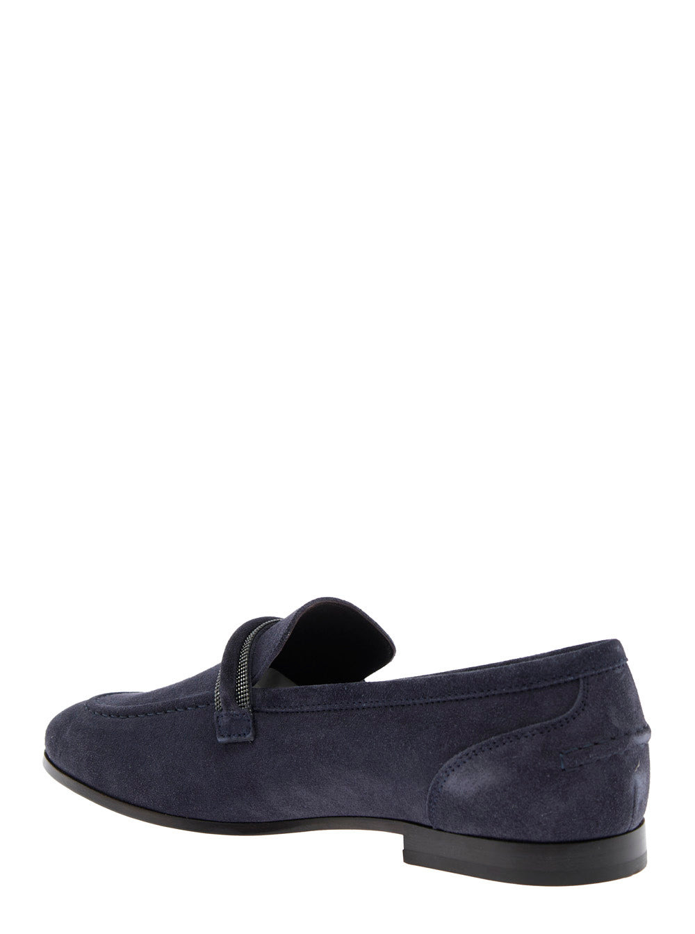 Brunello Cucinelli Women Blue Loafers With Monil Detail On The Front In Suede Woman - 3