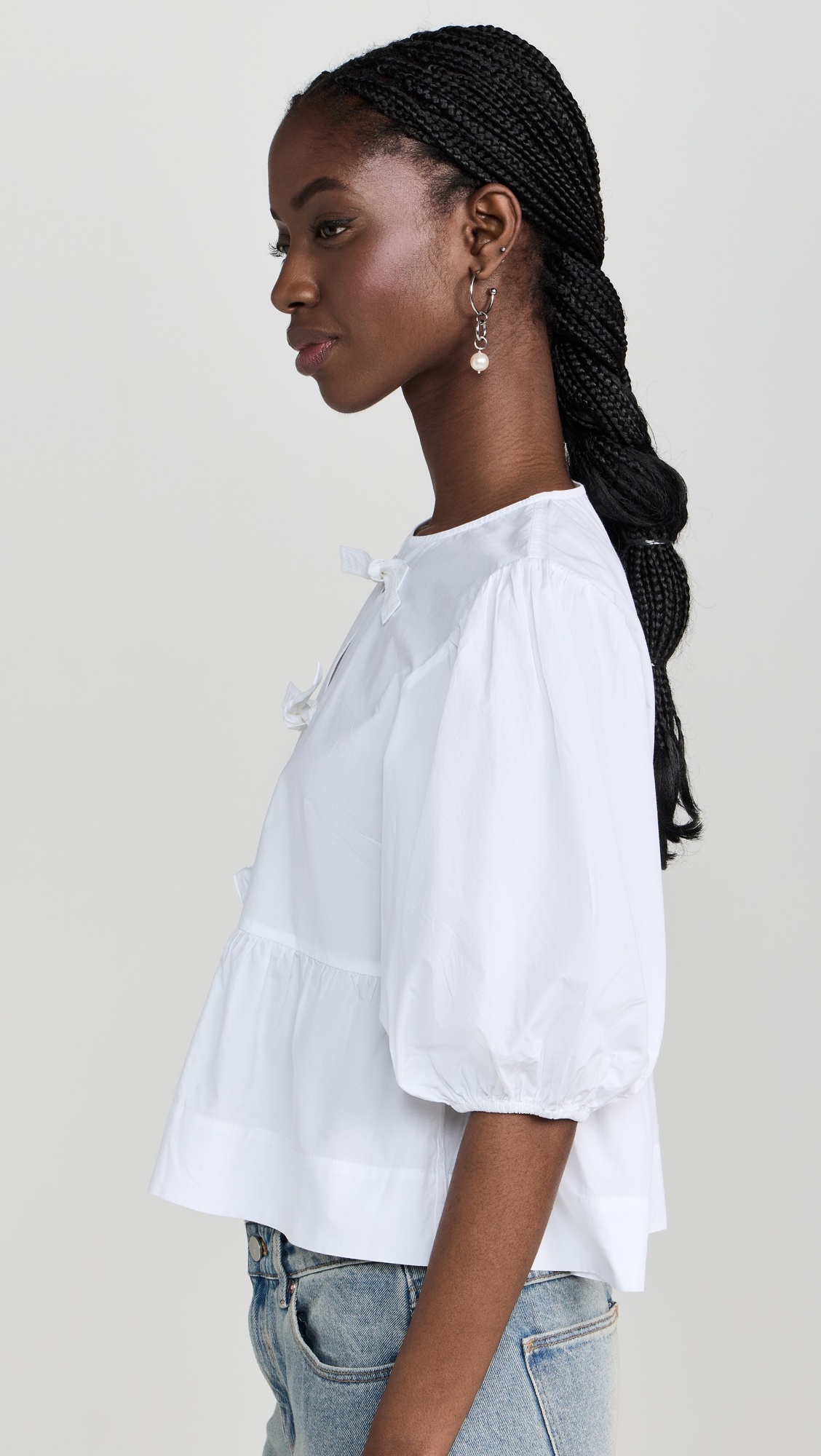 Cotton Poplin Peplum Blouse - 3