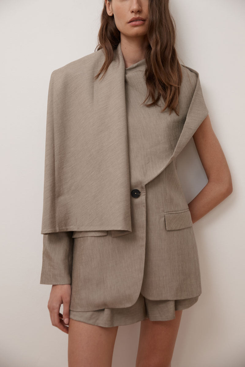 Melange Scarf Blazer - Rye - 11
