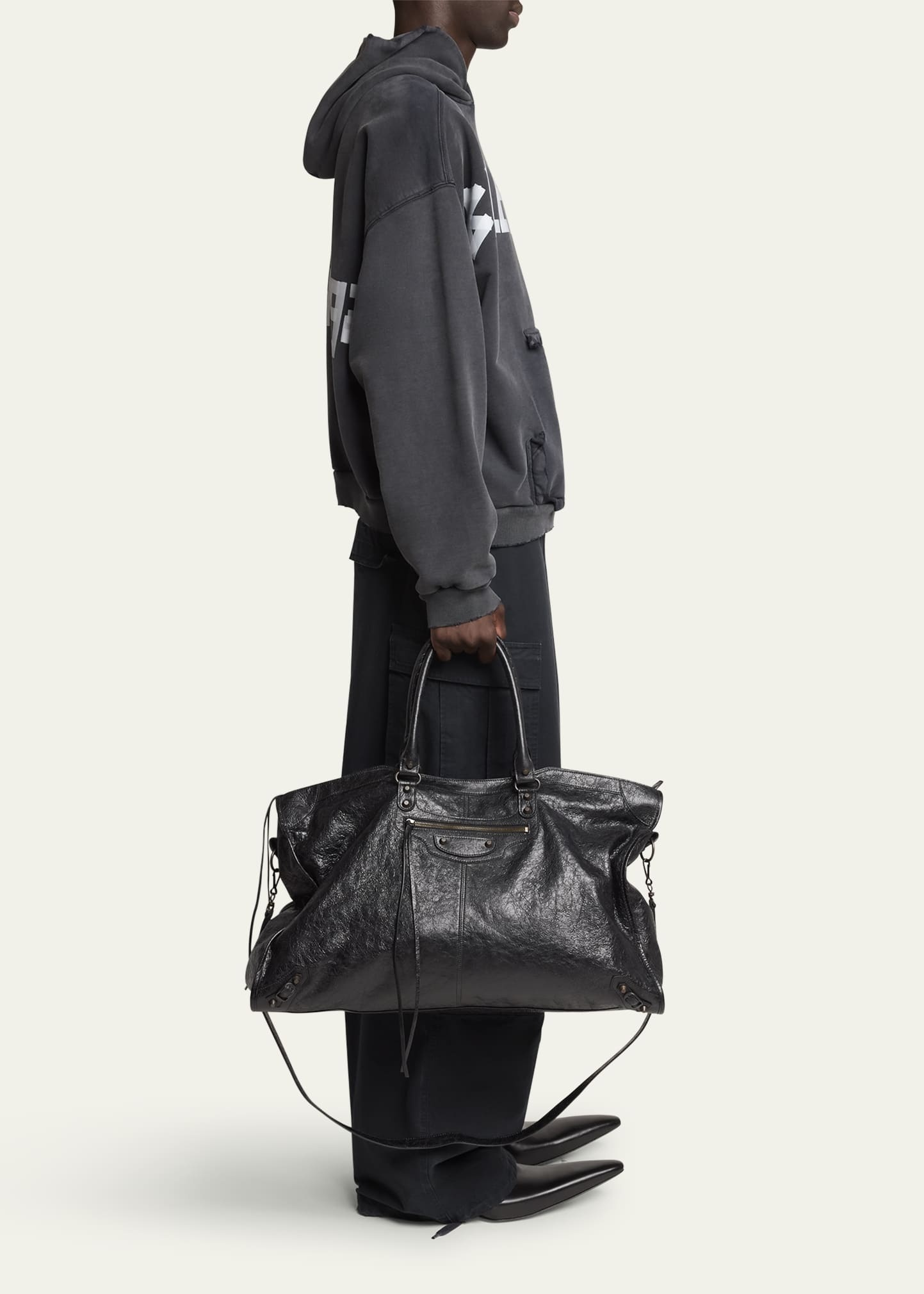BALENCIAGA Men's Le City Leather Travel Duffel Bag
