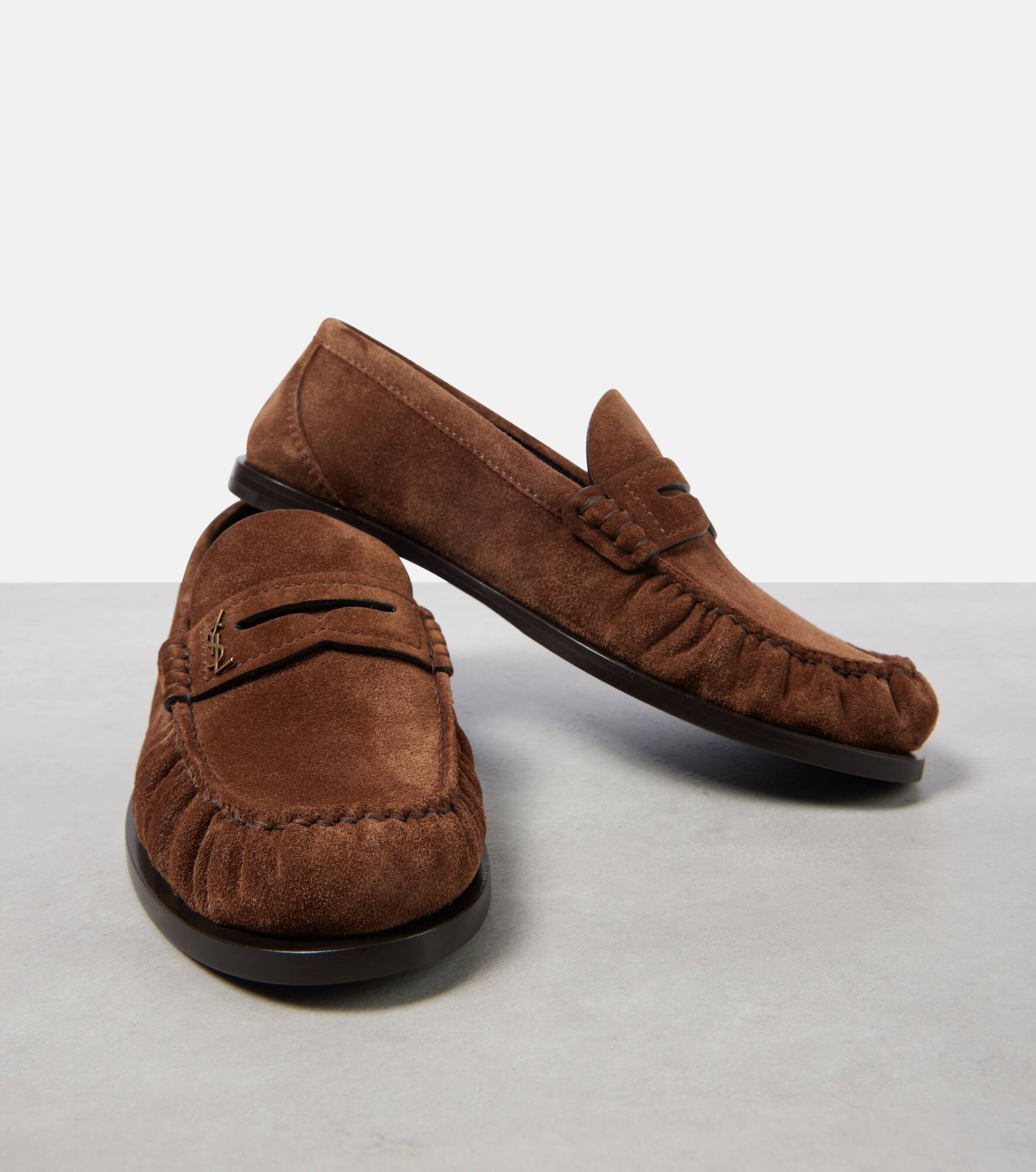 Laurent suede penny loafers - 4