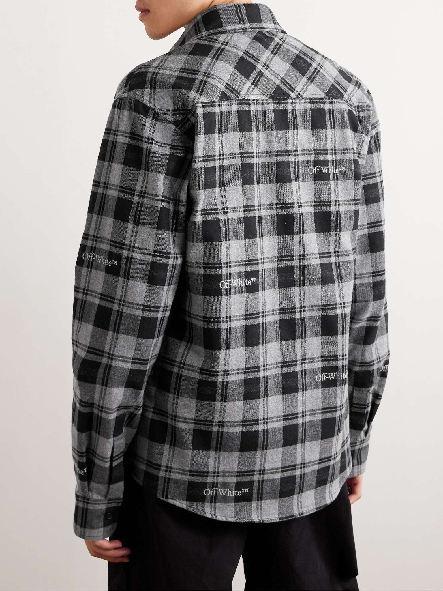 Logo-Embroidered Checked Cotton-Flannel Shirt - 3