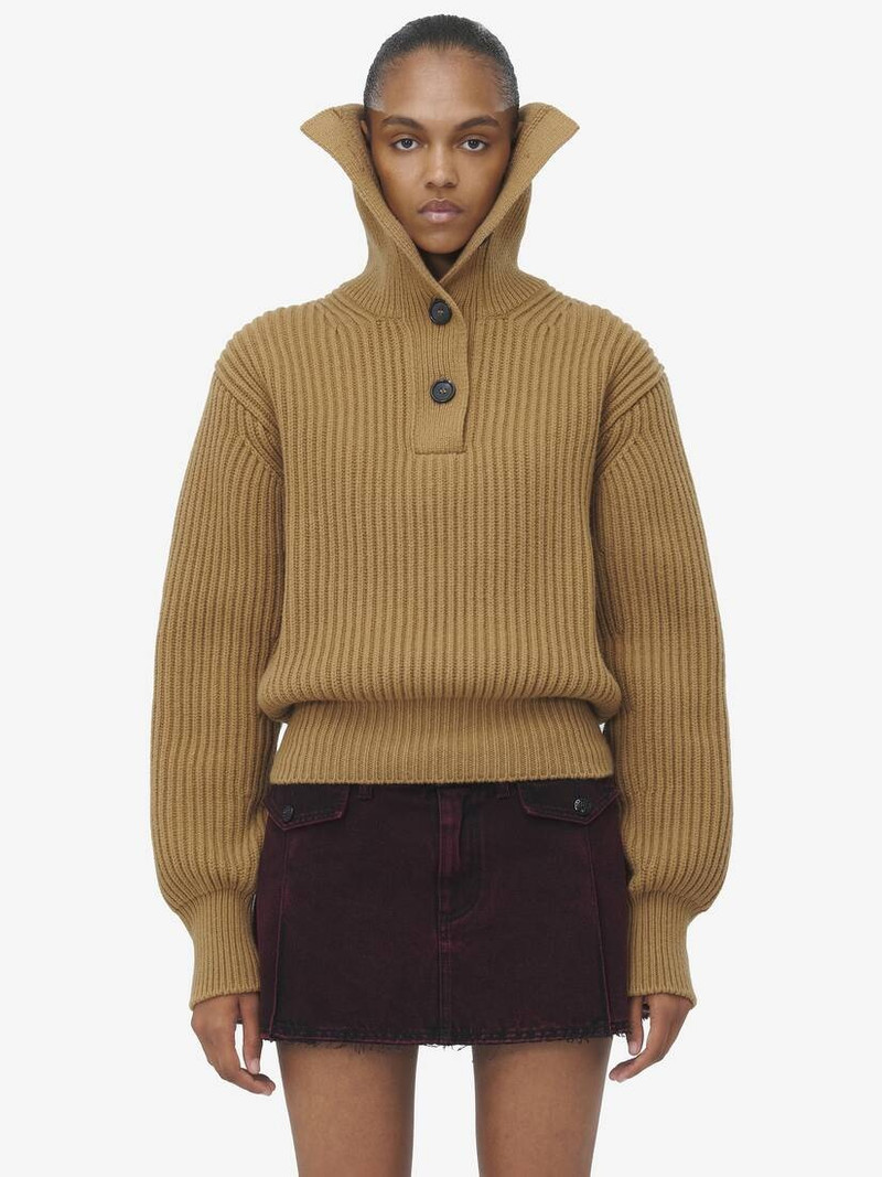Alexander McQueen Funnel Neck Buttoned Neck Jumper outlook