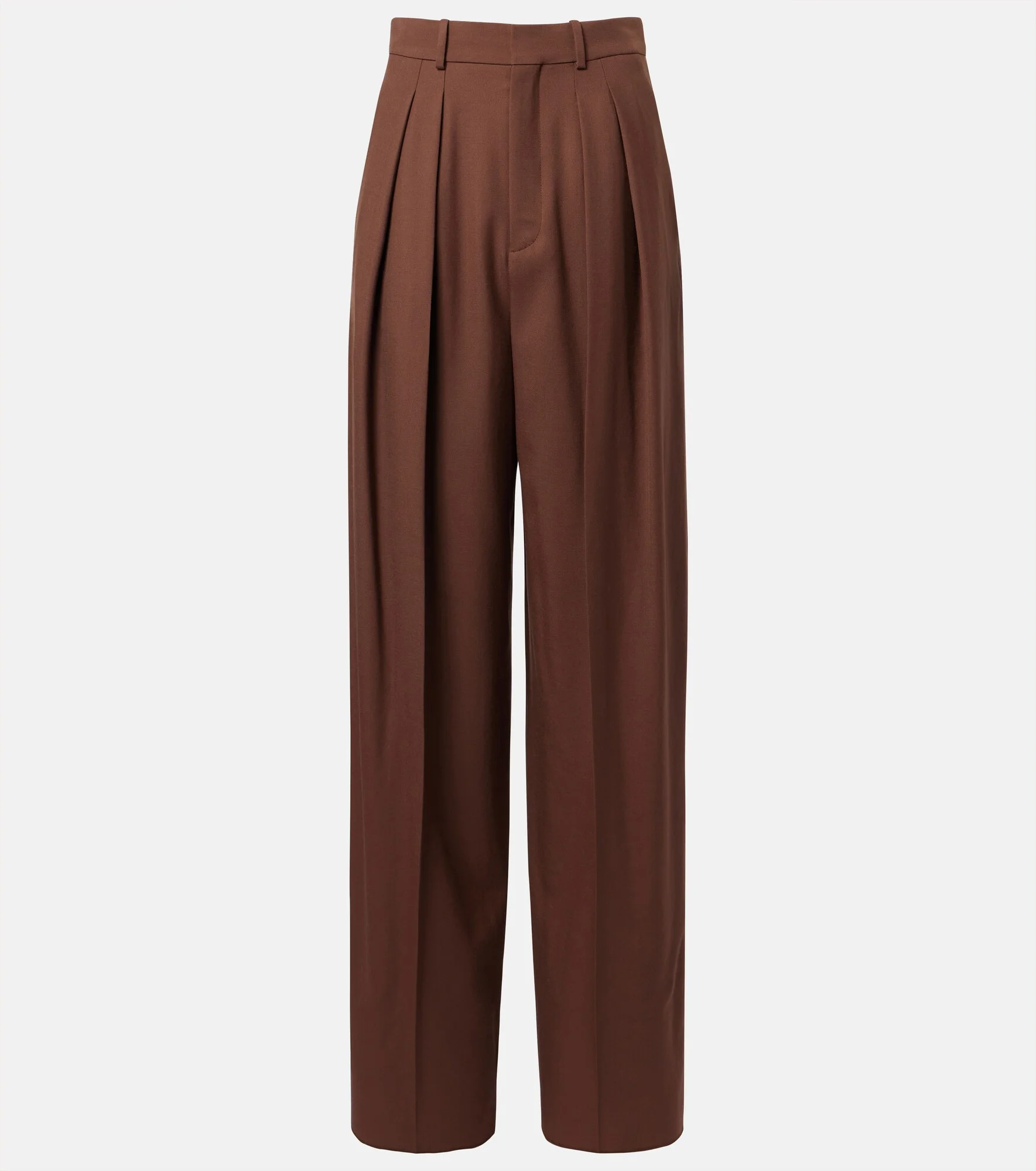 Pleated wool gabardine wide-leg pants - 1