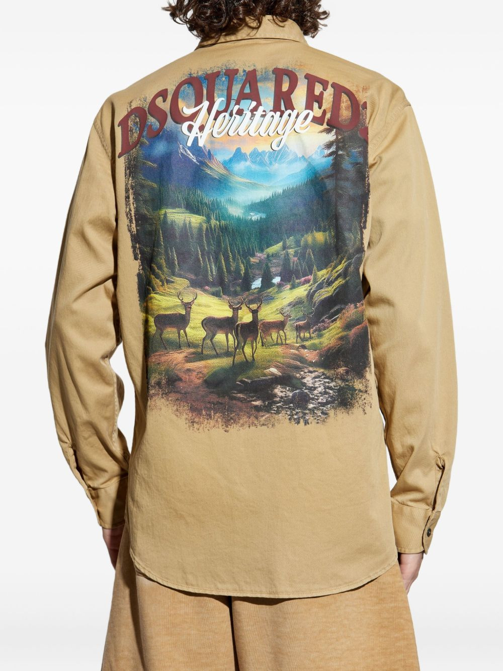 double-pockets landscape shirt jacket - 4