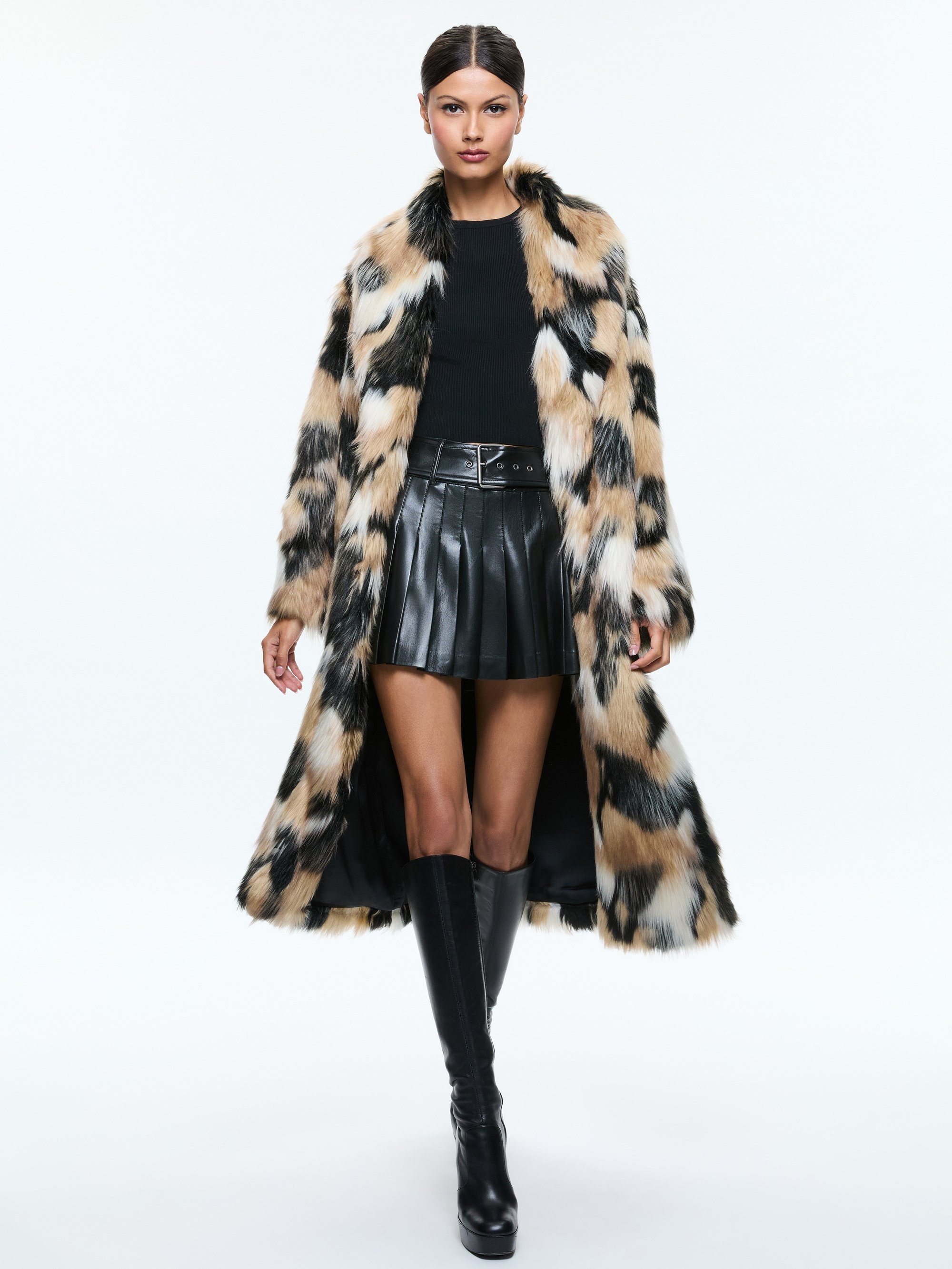 YETTA DROP SHOULDER FAUX FUR MAXI COAT - 2